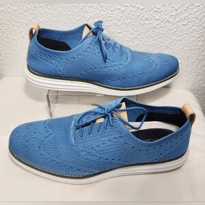 Cole Haan Blue Knit Sneakers with Wingtip Detailing